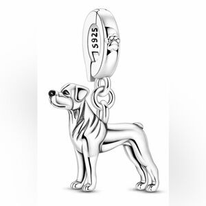Silver Pitbull Dangle Dog Charm